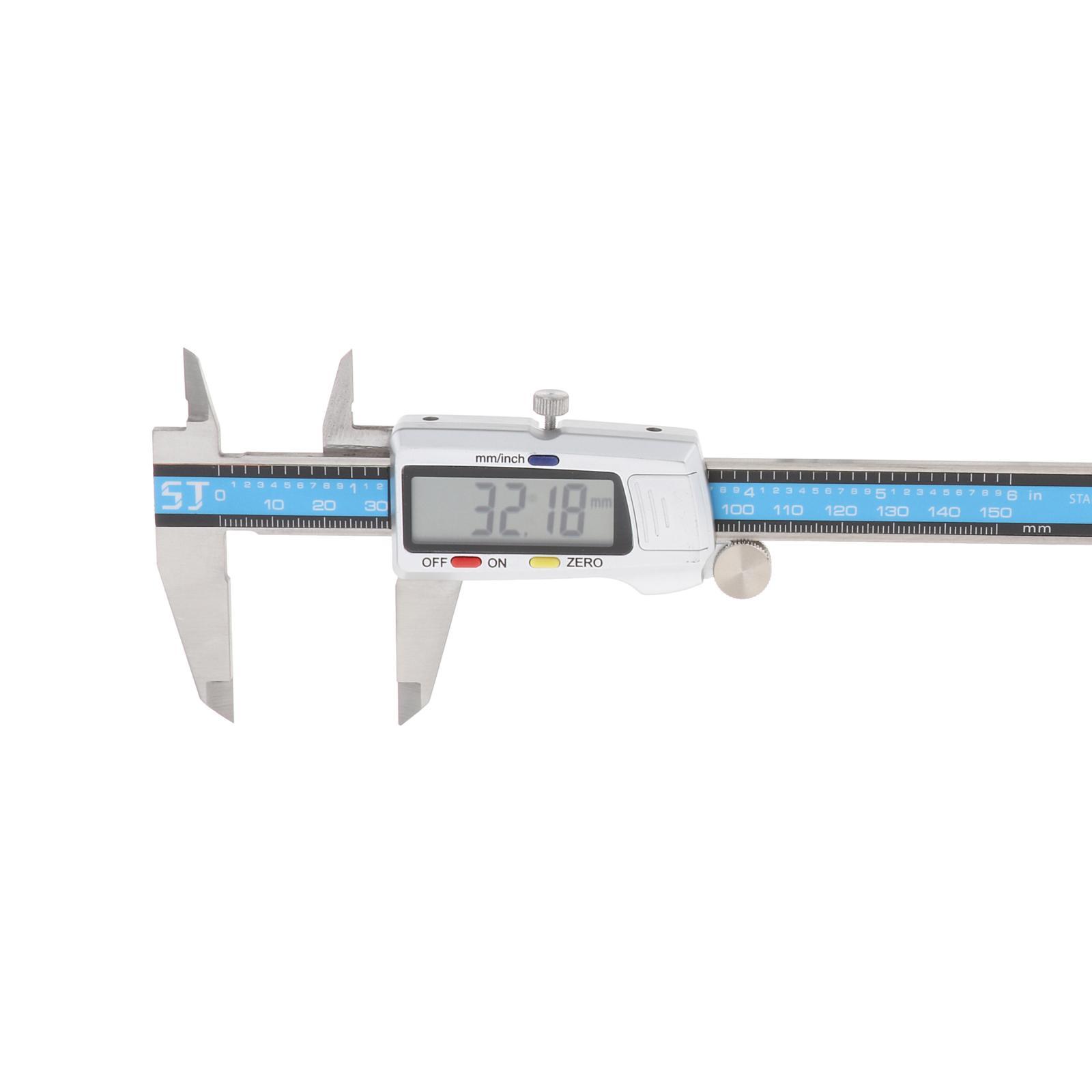 Electronic Digital Vernier Caliper, with Large LCD Screen and 150mm 0-6" Inch/Metric Conversion, Stainless Steel, Water Resistant