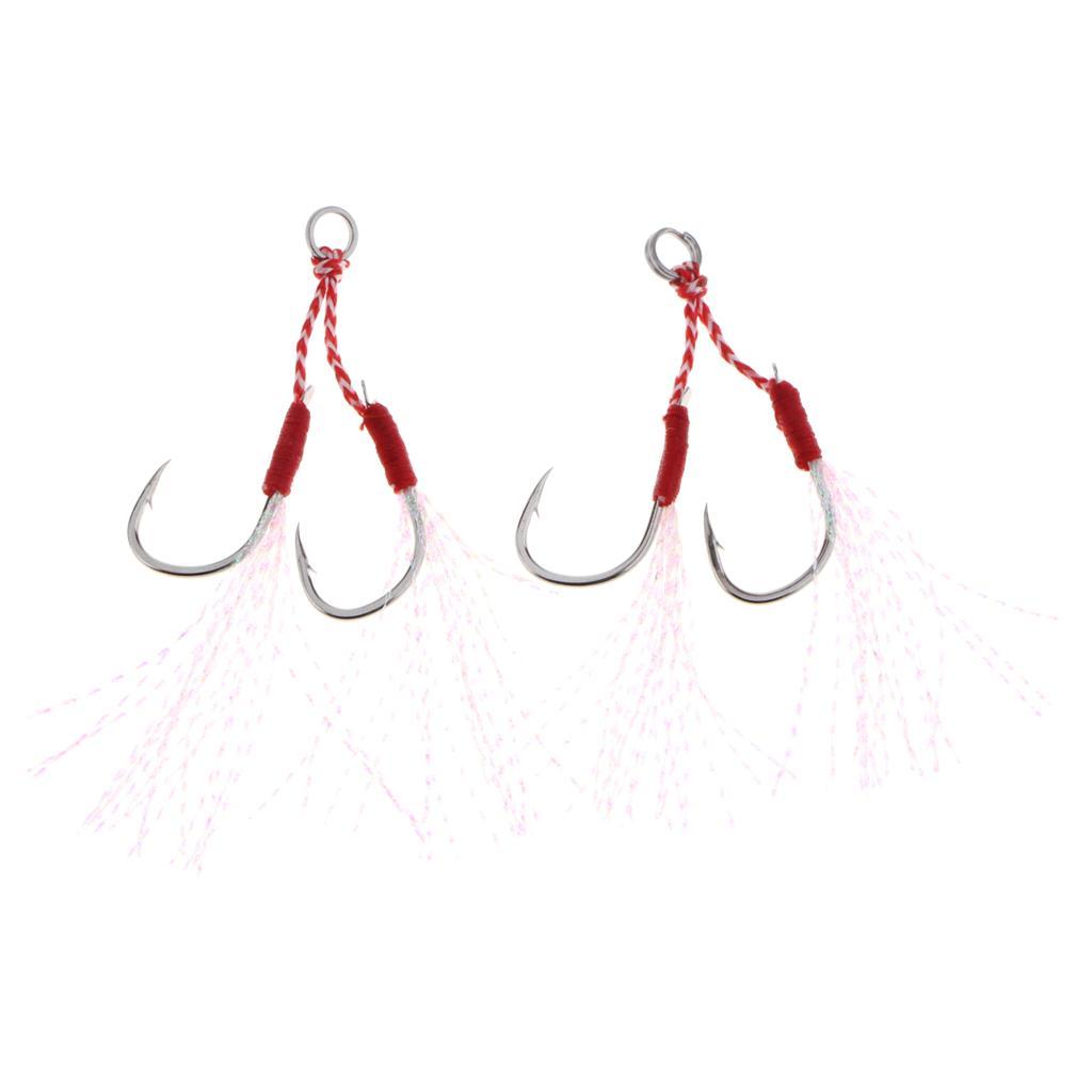 2pcs Stainless Steel Assist Hooks Sea Fishing Jigging Barbed Hooks 11