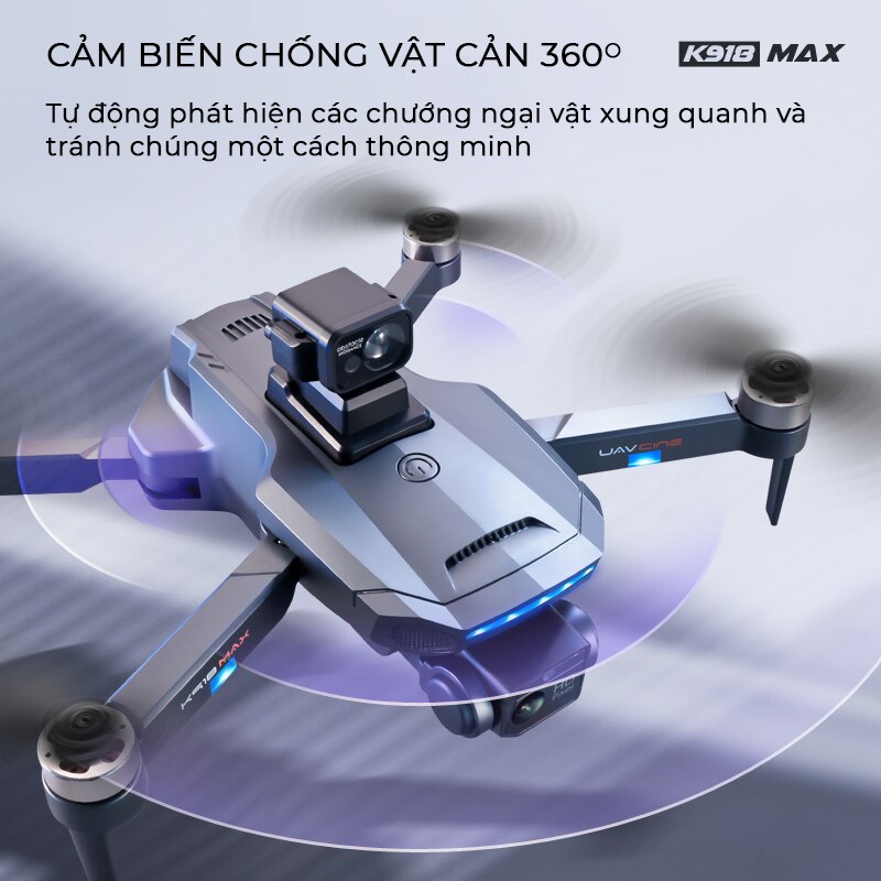 Hình ảnh FLycam 4K, Flycam k998 pro max Bay xa 3000m, Máy bay điều khiển từ xa 4 cánh Cảm biến tránh va chạm 4 hướng, Động cơ không chổi than bền bỉ, Tự động bay về, định vị G.P.S - Hàng Chính Hãng