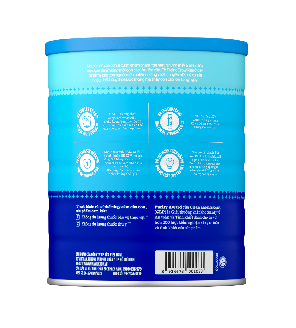 Sữa Bột Vinamilk Dielac Grow Plus 2+ (1500g / Hộp Thiếc)