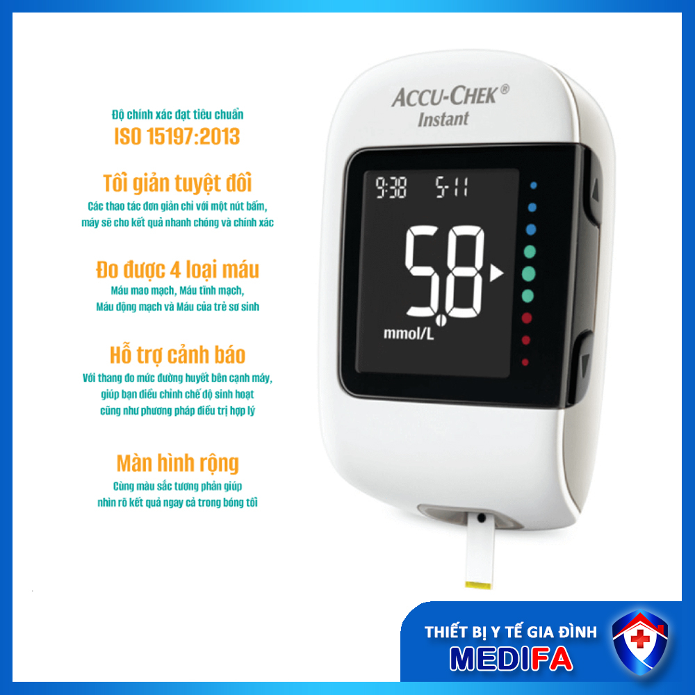 [Trọn bộ] Máy Đo Đường Huyết Accu-Chek Instant Sử Dụng Được 4 Loại Máu, Hạn Chế Sai Số Kèm 25 Que Thử
