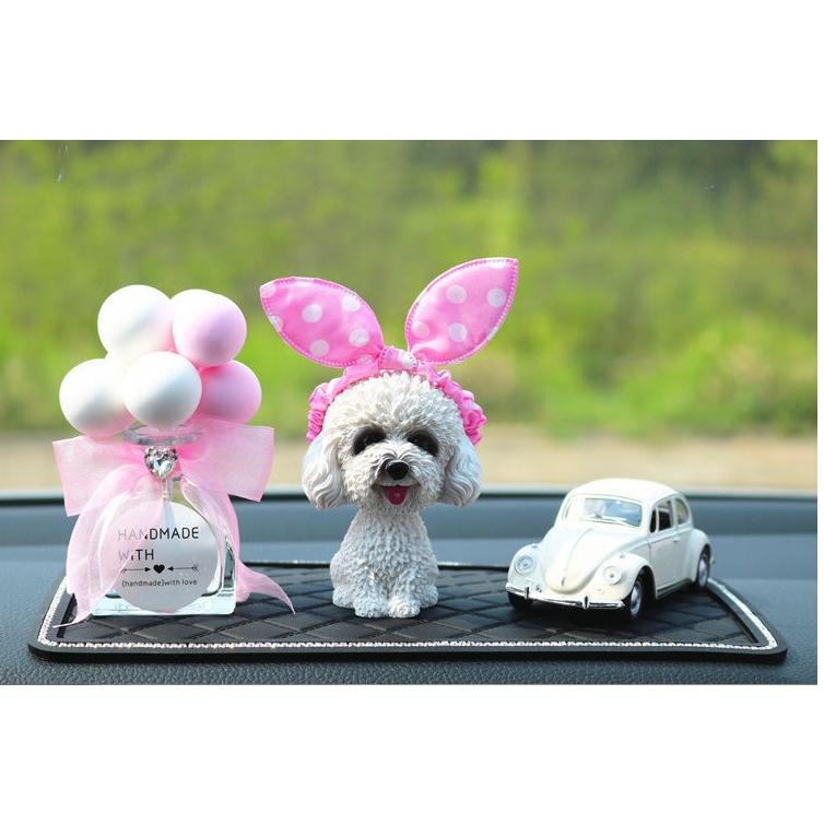 Tượng chó Poodle sang xịn trang trí táp lô xe hơi, bàn làm việc, làm quà tặng cực yêu-Hoàng Đông Shop