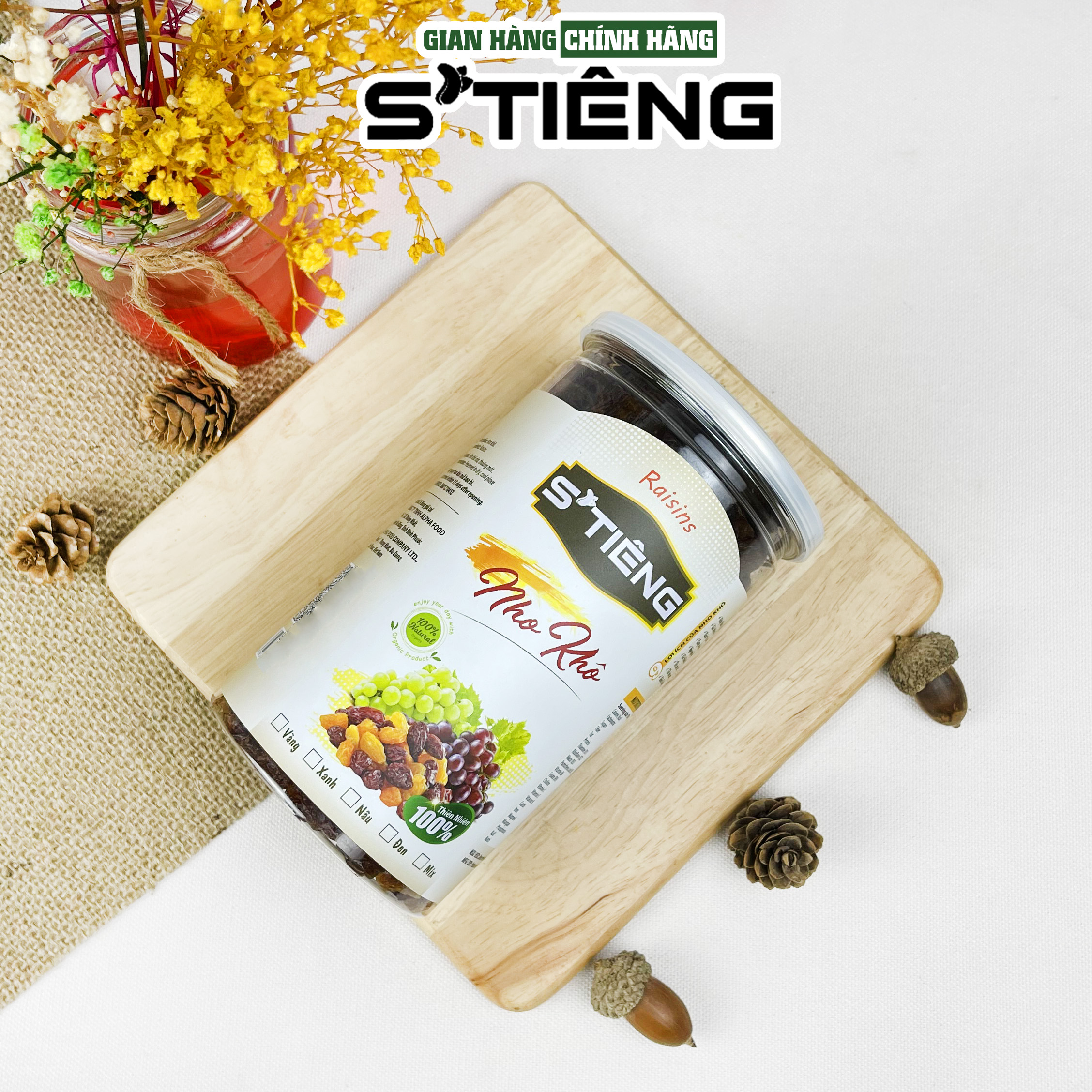 500Gr Nho Nâu Sấy Không Đường S'TIÊNG Ngon Ngọt