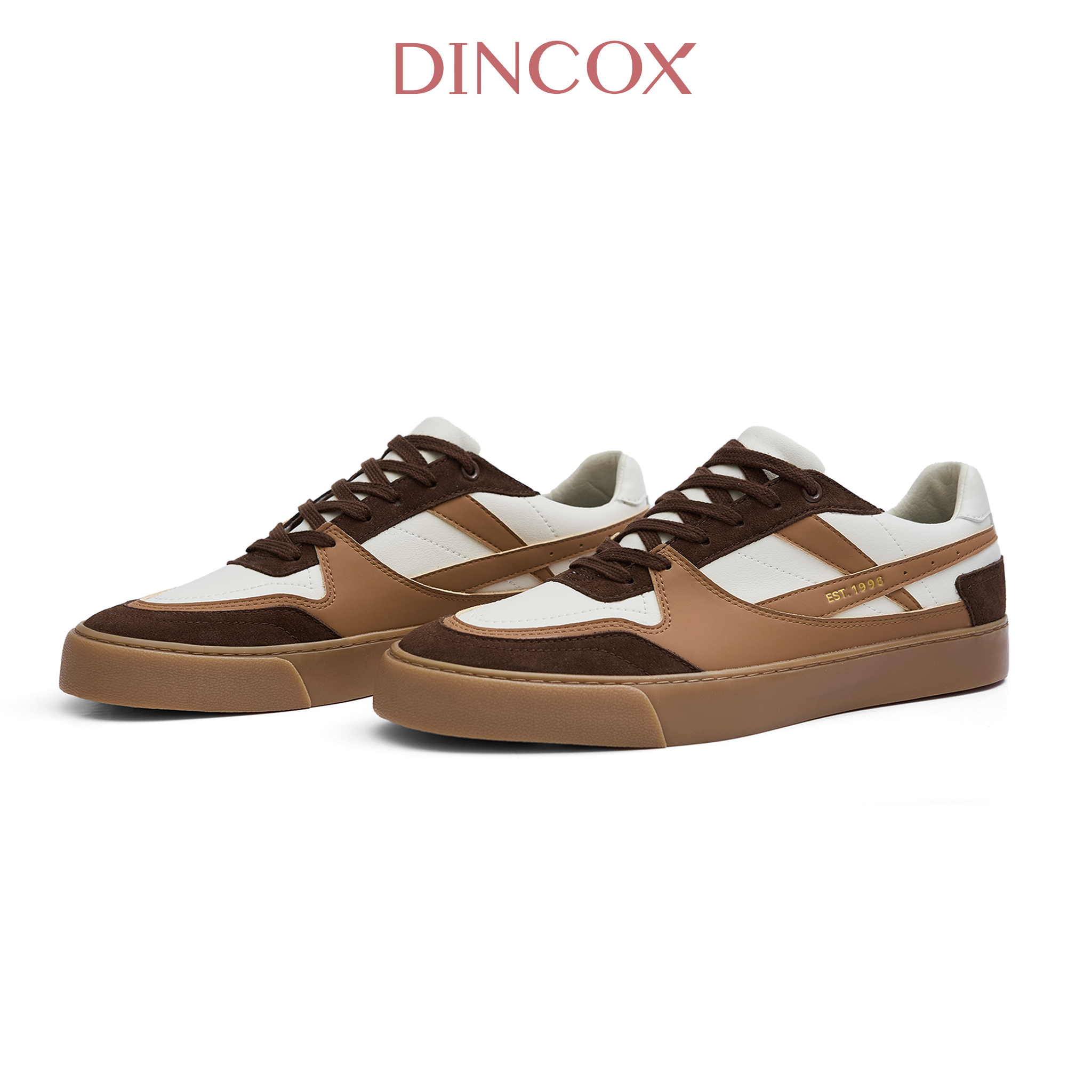 Giày Da Sneaker Nam Nữ DC39 MOCHA Dincox Shoes Đế Bằng - Microfiber Leather