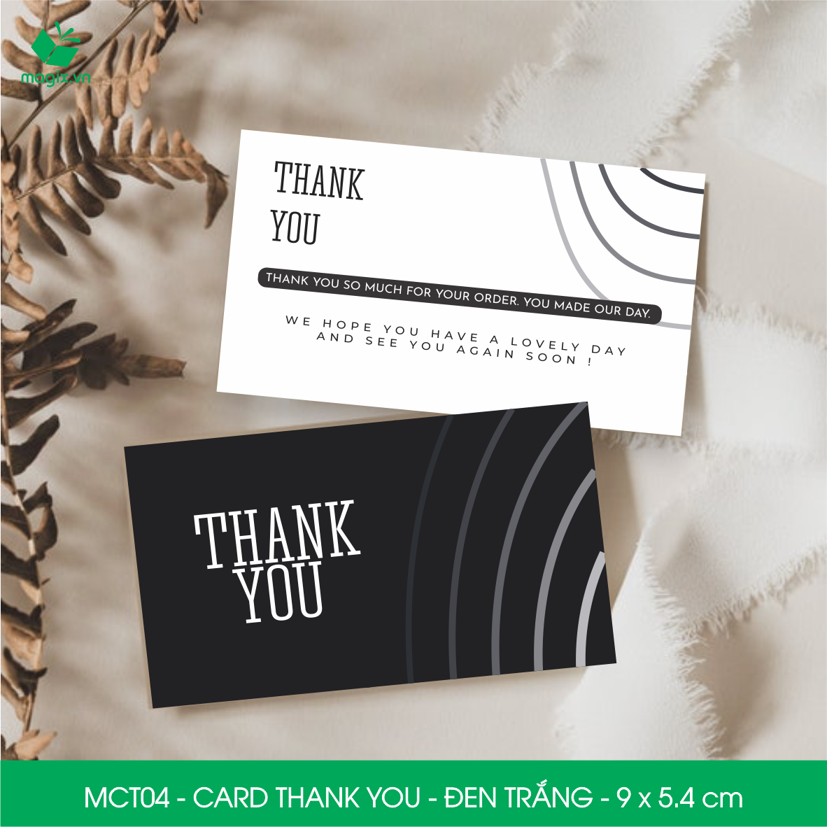 MCT04 - 9x5.4 cm - 50 Card Thank you, Thiệp cảm ơn khách hàng, card cám ơn cứng cáp sang trọng