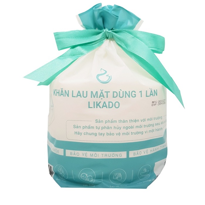 Khăn lau mặt dùng 1 lần LIKADO kt 20x20cm dạng túi rút tiện lợi (1 túi 80 khăn)