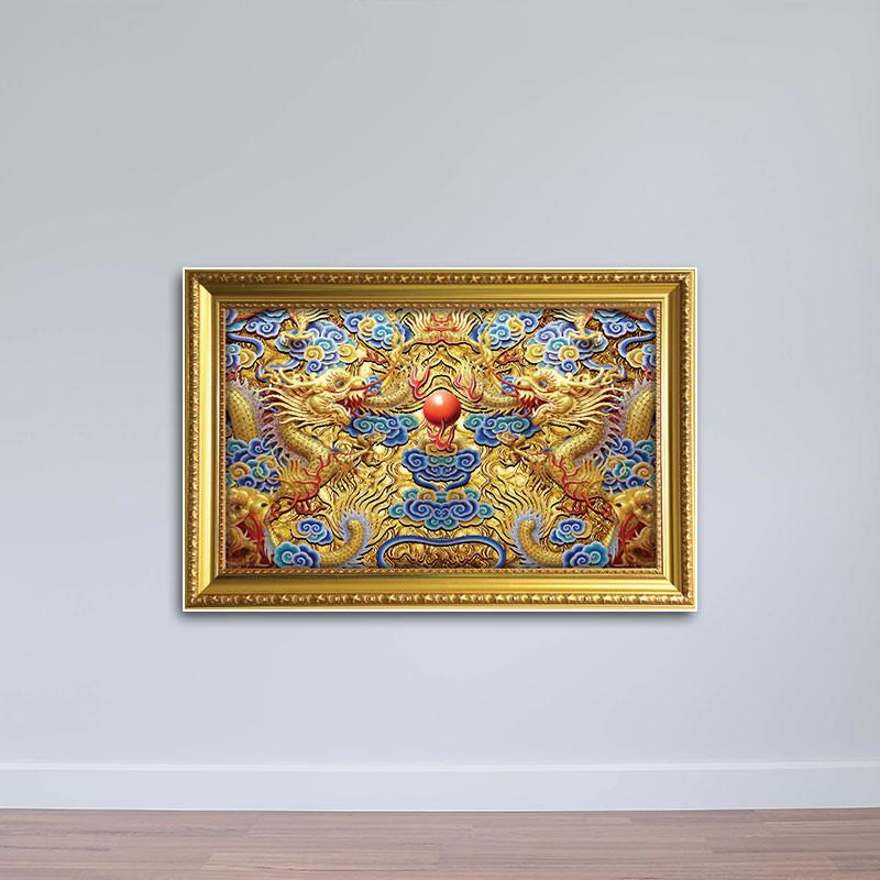 Tranh 2 con rồng phong thủy W869