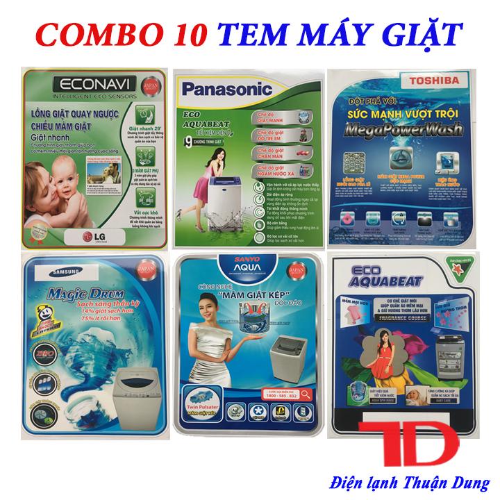 Combo 10 Tem dán Máy Giặt ngẫu nhiên