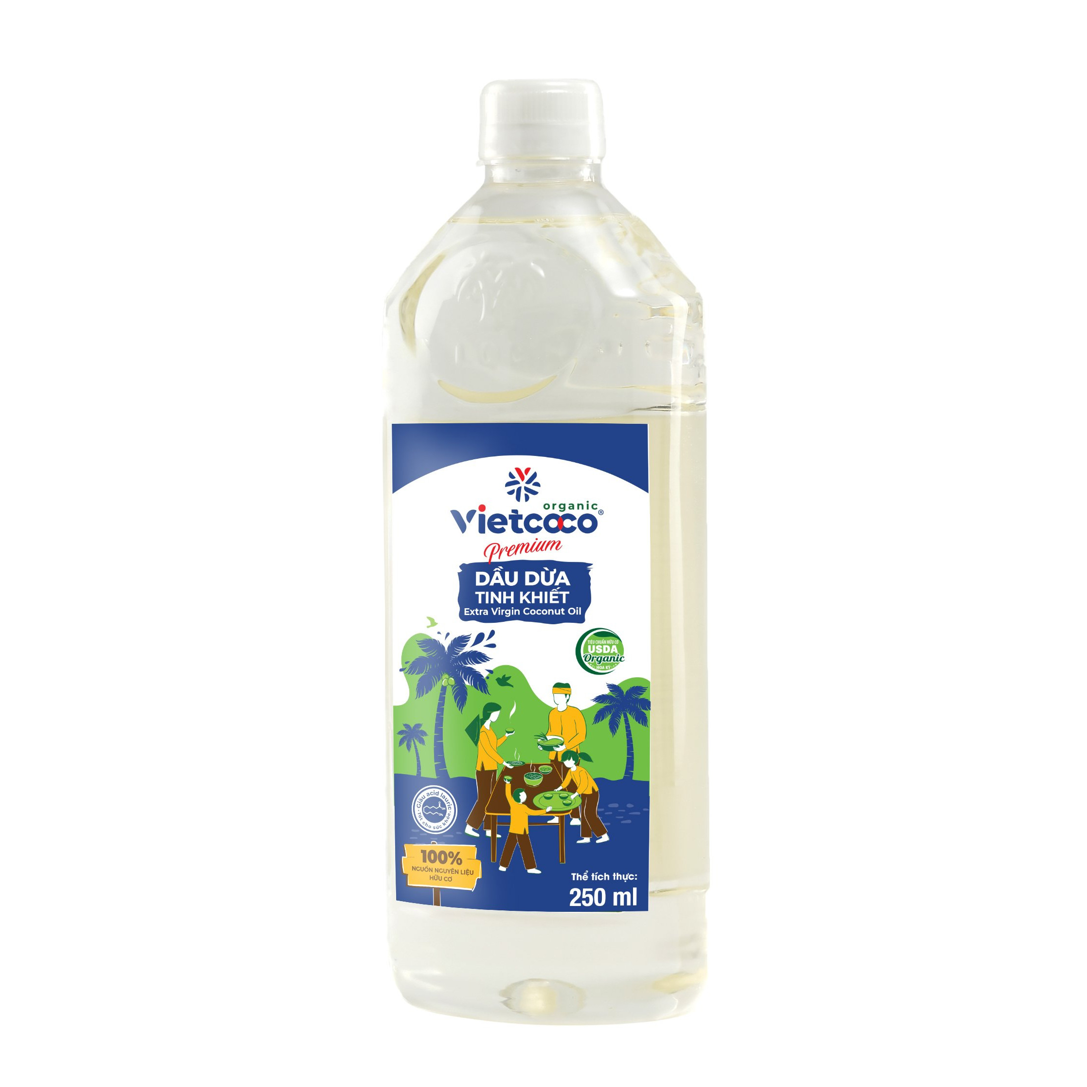 DẦU DỪA TINH KHIẾT ORGANIC VIETCOCO, PET 250ML