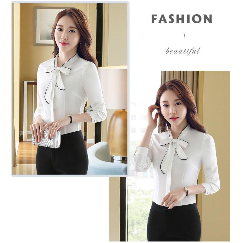 Áo Sơ Mi Cổ Nơ Viền Duyên Dáng - QA0044