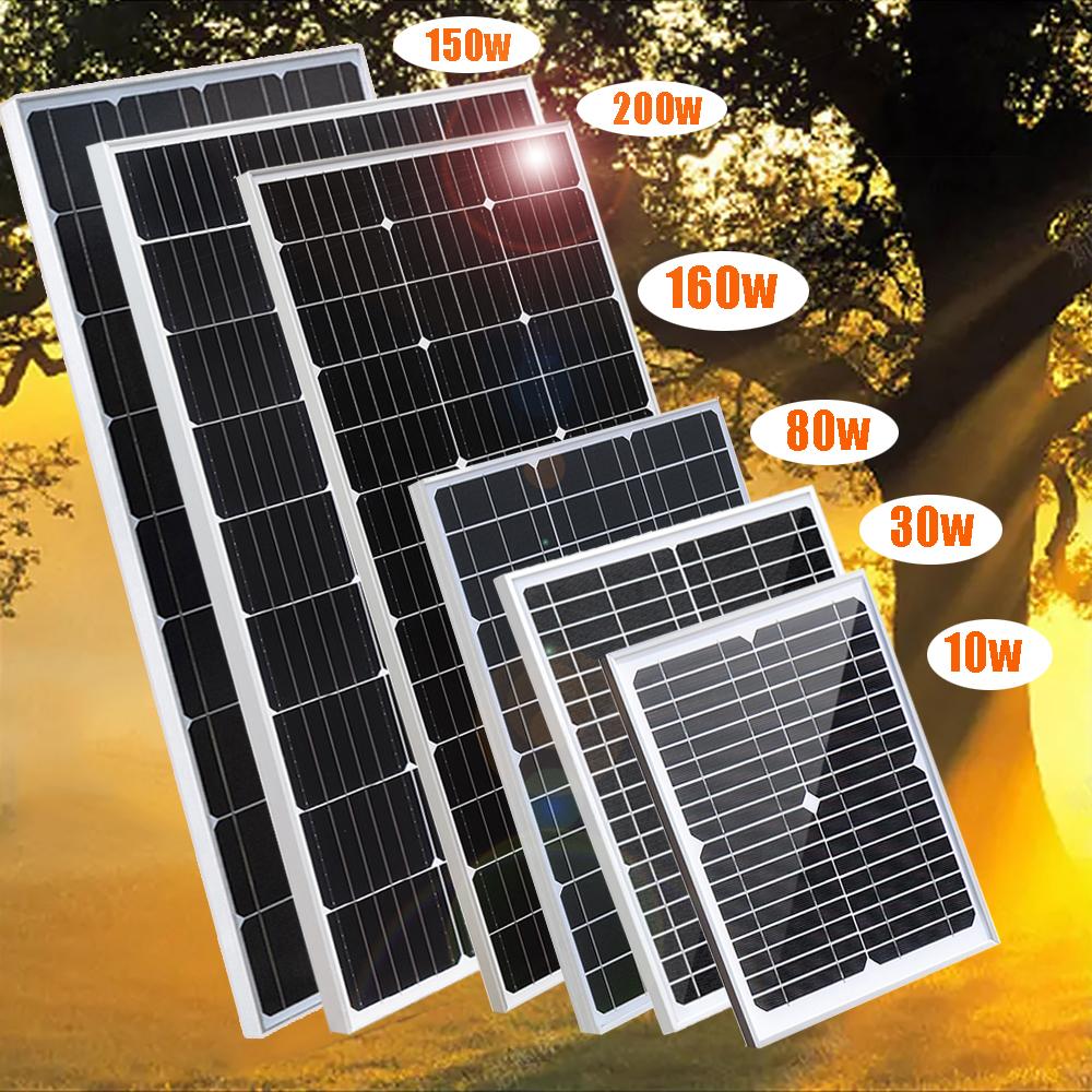 200w 160w 150w 80w tấm năng lượng mặt trời 12v thủy tinh cứng hệ thống sạc pin năng lượng mặt trời đơn tinh thể cho nhà cắm trại trên mái thuyền ô tô Màu sắc: 80w 810x360mm