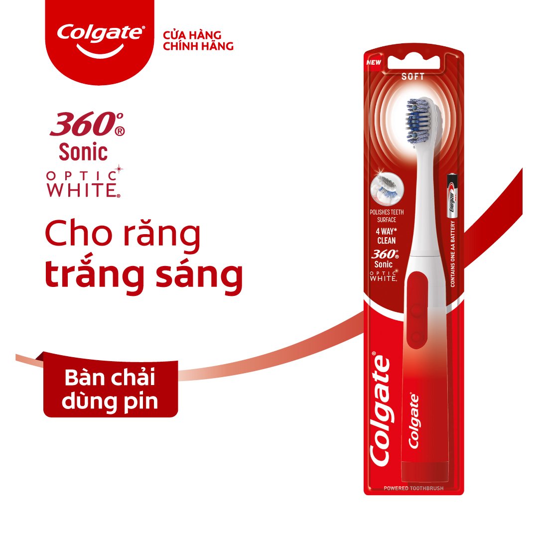 [ 1 Thùng ] 12 Bàn chải điện Colgate Sonic Optic White trắng sáng sóng âm