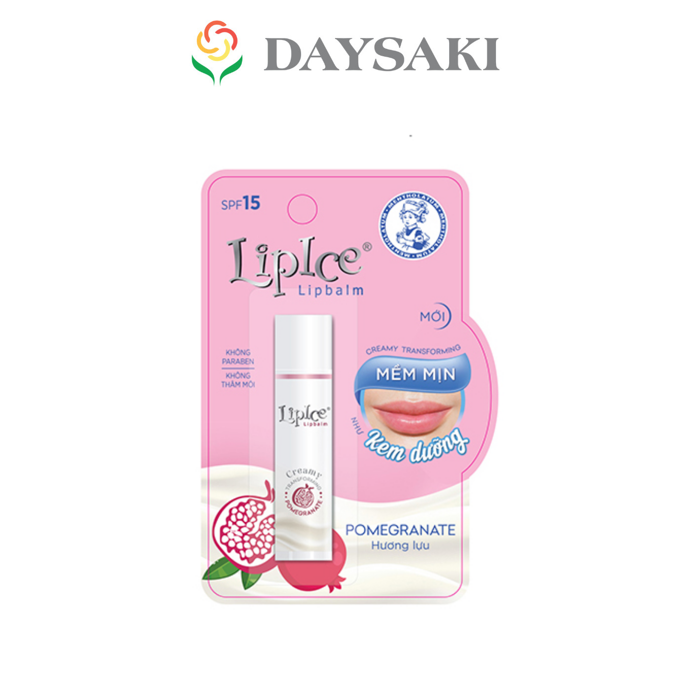 LipIce Son Dưỡng Không Màu Chuyển Kem Mịn Hương Lựu SPF15 Lipbalm Creamy Pomegranate 4.3g