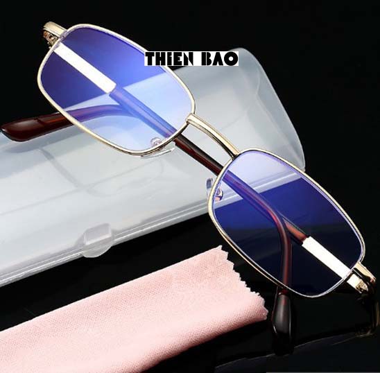 Kính lão thị, viễn thị toàn viền, kim loại NAM NỮ VÀNG GOLD PUMA02 tròng phản quang  chống mỏi chuẩn độ cao cấp
