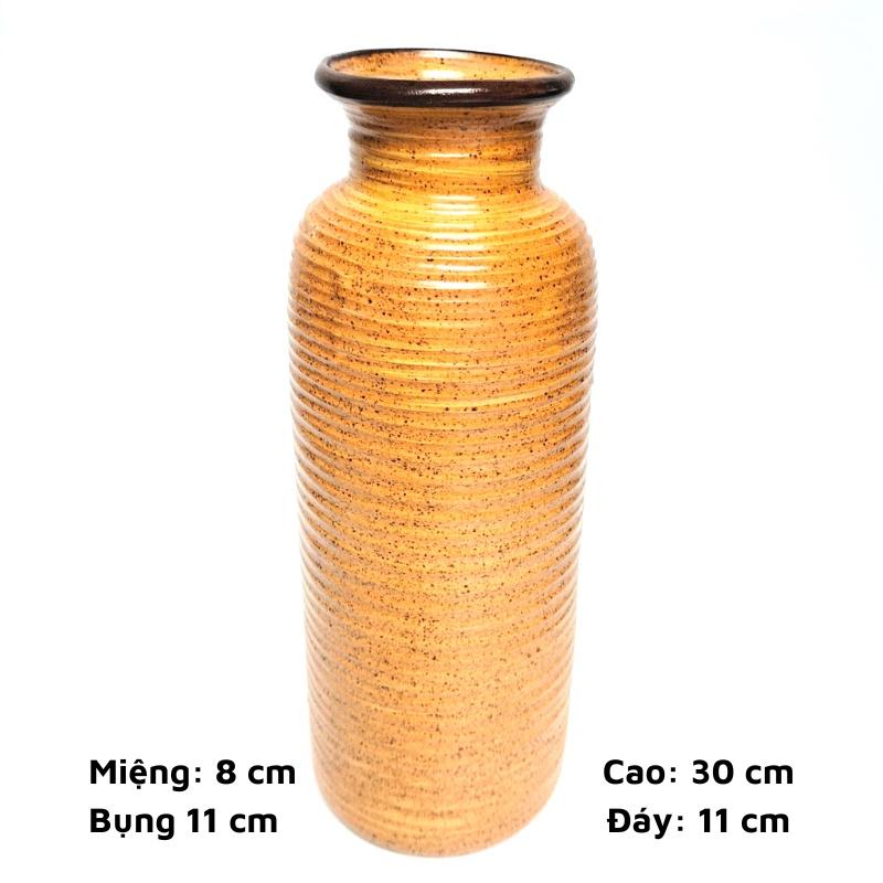 Bình hoa gốm sứ cao trên 30cm dáng Trụ, lọ gốm sứ Bát Tràng, phong cách mộc mạc dùng cắm sen, các loại hoa dáng cao