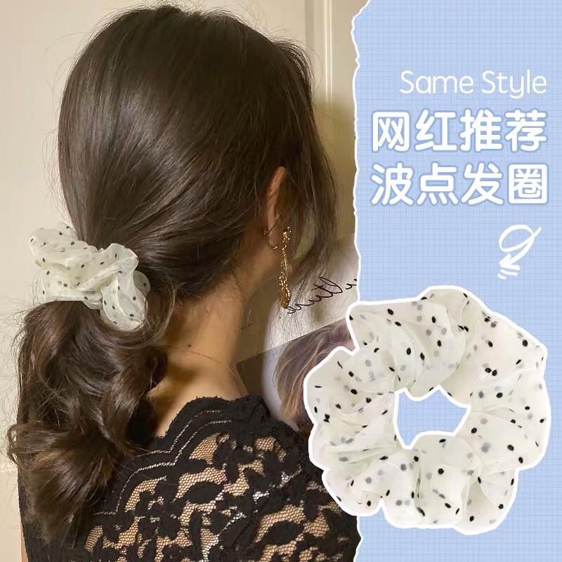 Dây cột tóc - scrunchies voan hoạ tiết bi