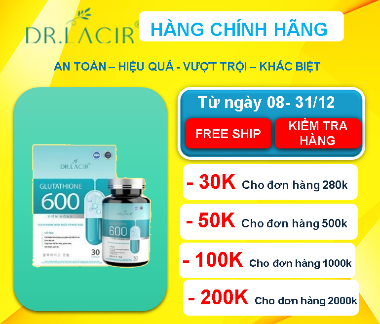 Combo 4 Hộp Viên Uống Glutathione Nhập Khẩu Nhật Bản Giúp Mờ Nám- Tàn Nhang, Tăng Vòng 1, Cân Bằng Nội Tiết Tố, Sinh Lý Nữ- Hàng Chính Hãng Dr Lacir