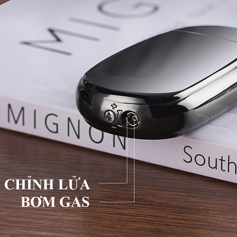 Bật Lửa Khè Hình Bầu Tròn Kim Loại Bóng Trơn - Xài Gas (giao màu ngẫu nhiên)