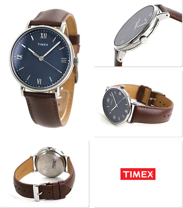 Đông hồ Dây Da Timex Nam Nữ Southview 41mm Silver-tone Case White Dial Black Leather Strap - TW2T34800