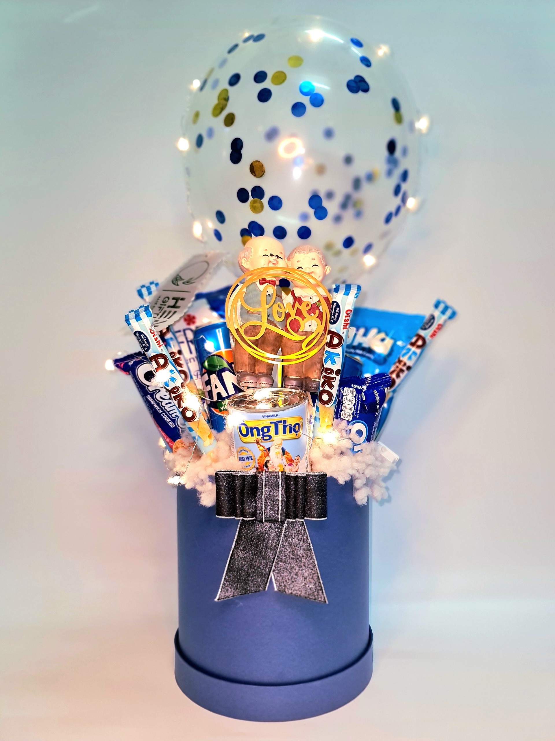 Hộp Quà Bong Bóng Galaxy Bánh Kẹo-Kim Tuyến - Mã B-07-02-001