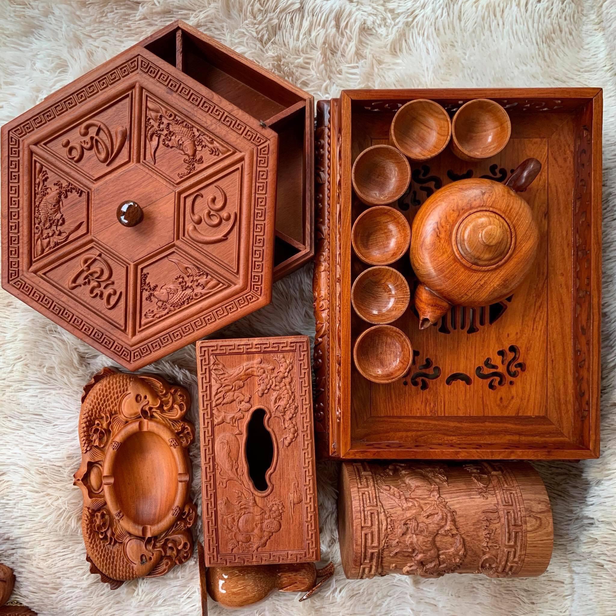Khay trà chân quỳ hương đá