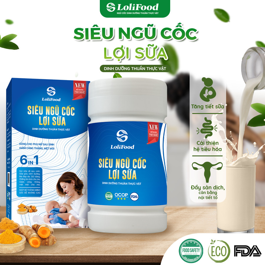 Ngũ Cốc Lợi Sữa LoliFood,100% Hữu Cơ, Siêu Ngũ Cốc 6in1, Ngũ Cốc Dinh Dưỡng Kích Sữa, Dinh Dưỡng cho Mẹ Bé, Bé Khoẻ Hộp 500gr