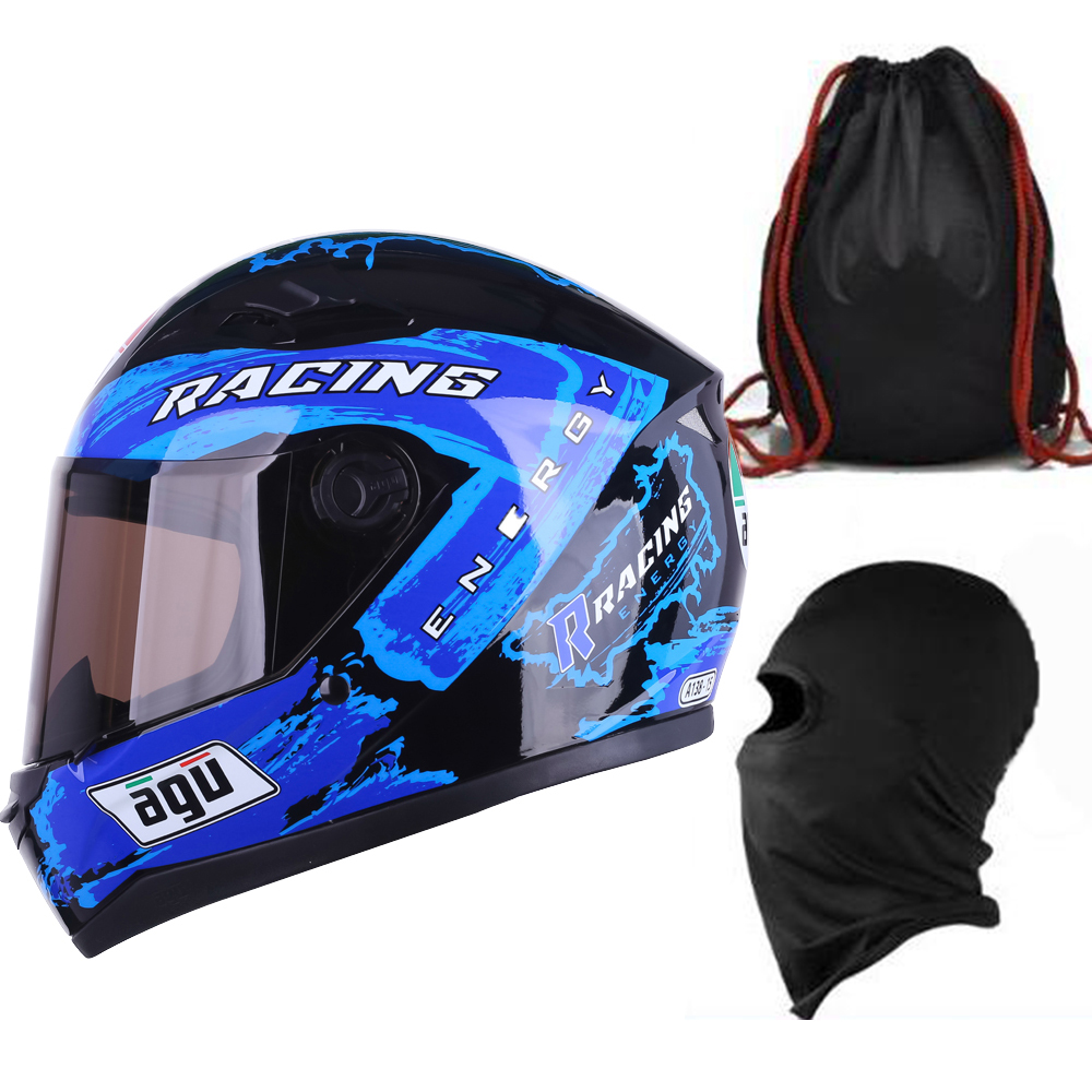 Mũ Bảo Hiểm Đẹp Fullface AGU Tem Racing + Khăn Ninja + Tặng kèm túi đựng nón chống trầy