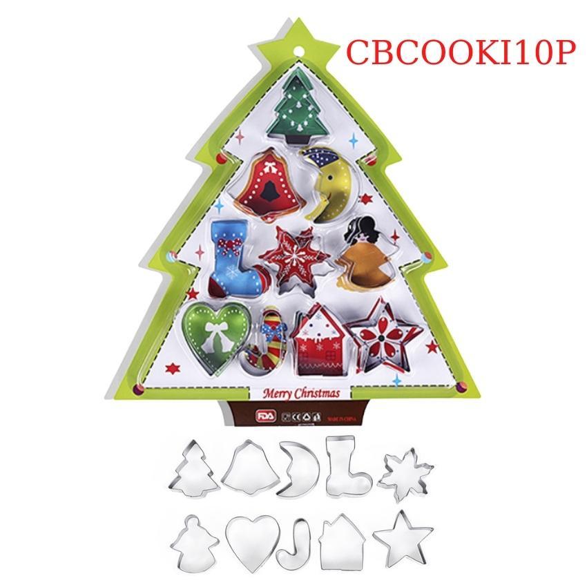 Khuôn Bánh Quy Cookies Bộ 10 Khuôn Nhấn Dụng Cụ Làm Bánh Cookie Cutter Innox Noel - CBCOOKI10P