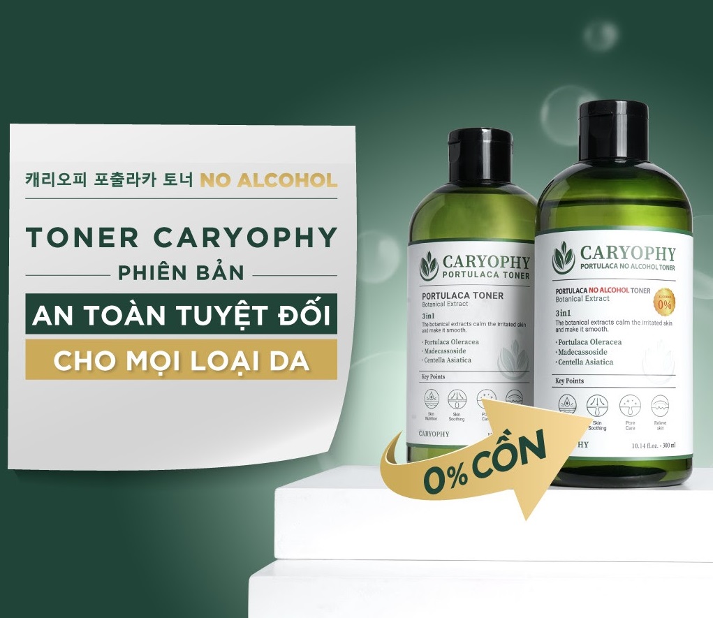 Combo Nước hoa hồng Caryophy Portulaca Toner 300ml + Serum dưỡng ẩm Caryophy Portulaca Ampoule 10ml
