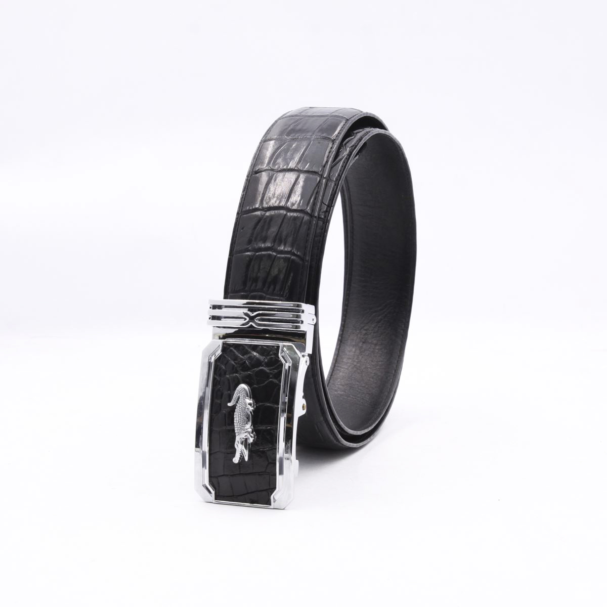 Hình ảnh Thắt Lưng Nam Da Cá Sấu Thật KEM Leather [HÀNG CAO CẤP] Dây Nịt Da Cá Sấu Thật Dây Liền Nguyên Con Phần Da Bụng Trơn Màu Đen Cao Cấp KEMTL01 Bảo Hành Chính Hãng 24 Tháng