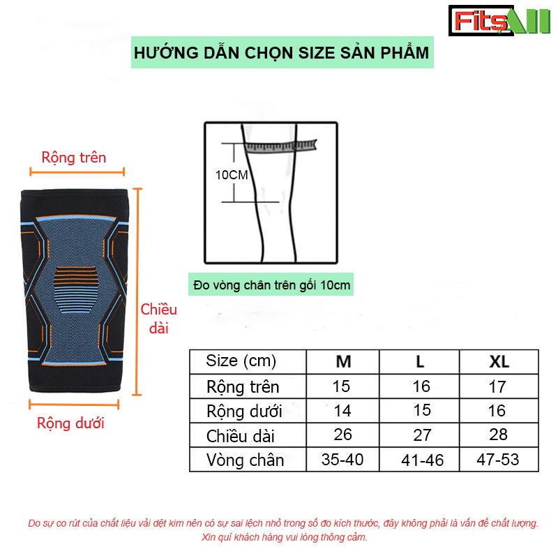 Băng bảo vệ khớp gối, đệm đầu gối thể thao chất liệu thoáng khí và đàn hồi phù hợp dành cho cả nam và nữ BGFA02