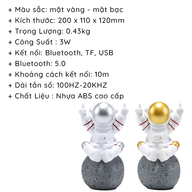 Loa Bluetooth Di Động Phi Hành Gia FT Thiết Kế Nhỏ Gọn Hiện Đại Nổi Bật Hỗ Trợ Cổng kết nối Thẻ TF, USB