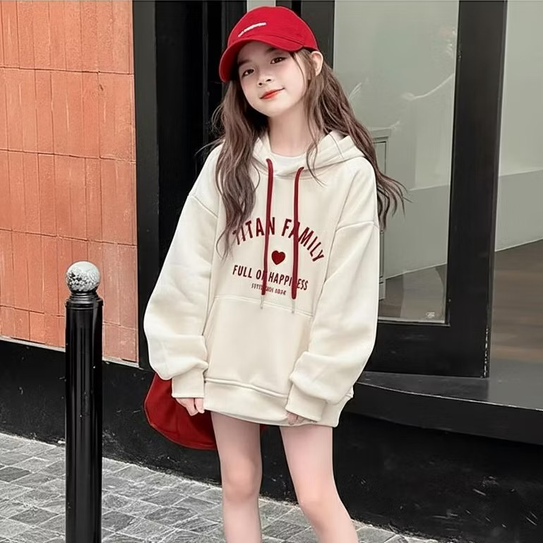 Áo Hoodie Bé Gái Form Rộng Năng Động In Hình Siêu Xinh Chất Nỉ Từ 18-45kg Dành Cho Bé Gái