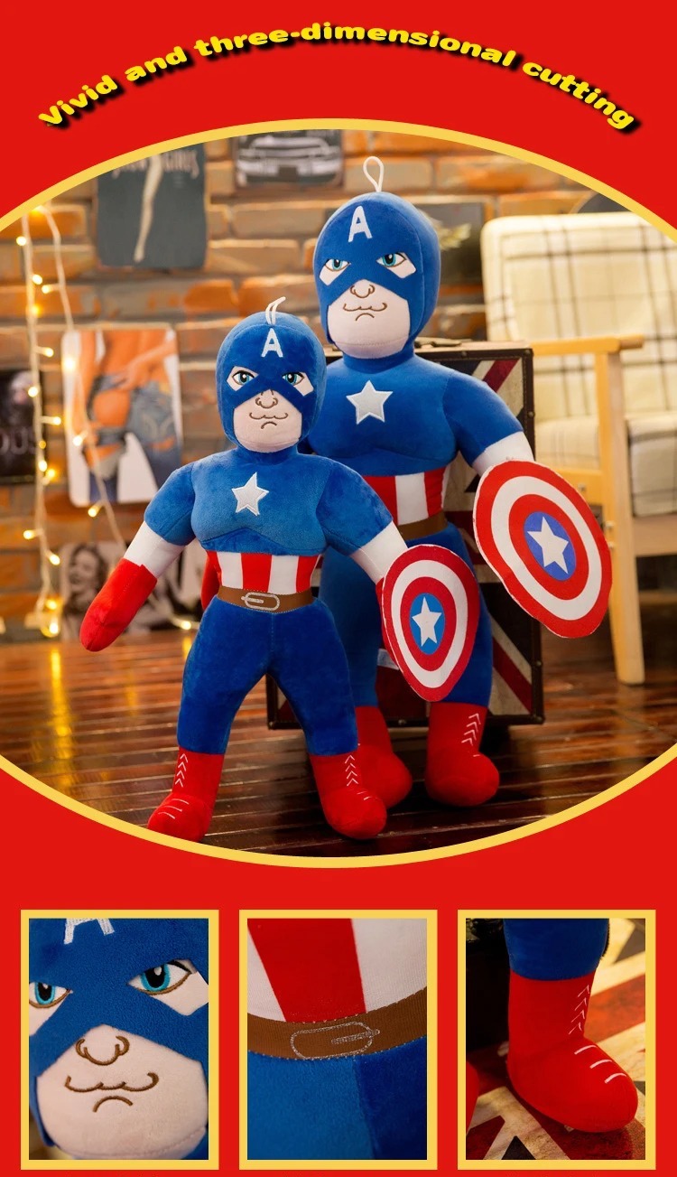 Thú nhồi bông đội trưởng Mỹ - Size 60cm - Quà tặng gấu bông captain amerca siêu anh hùng cho bé.