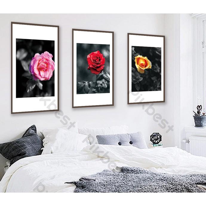 Tranh dán tường Combo 3 tranh Hoa Hồng dán tường MS645050