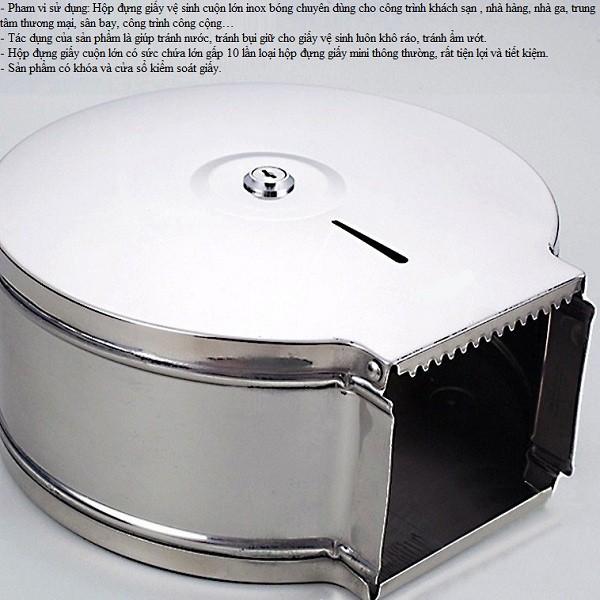 Hộp đựng giấy vệ sinh inox 304 gắn tường cỡ lớn cao cấp
