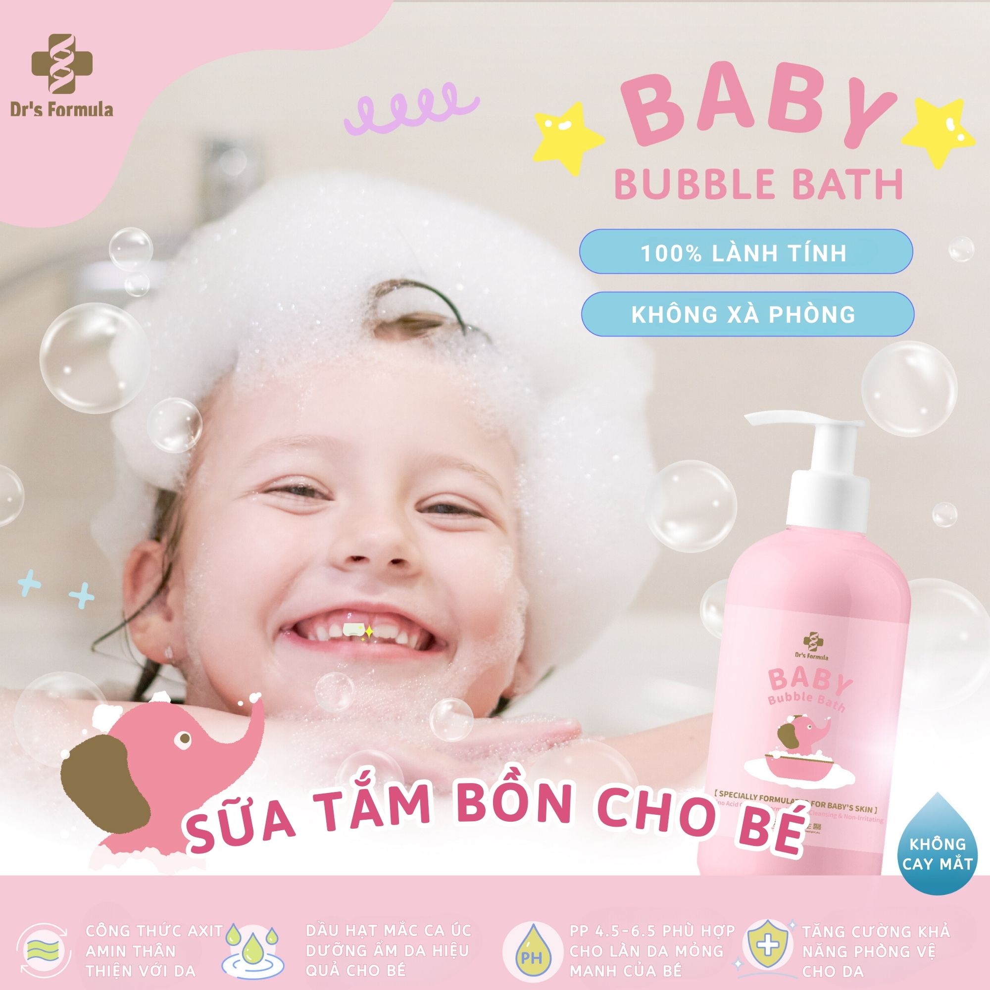 Sữa Tắm Bồn Tạo Bọt Dành Cho Bé Dr's Formula Baby Bubble Bath