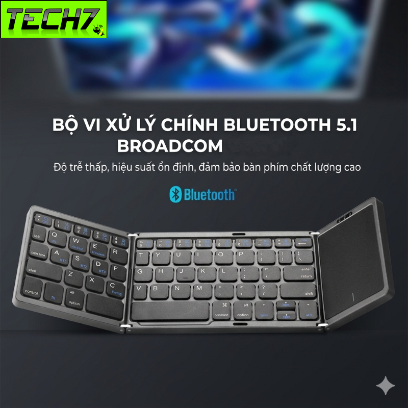 Bàn phím Gấp gọn mini không dây Bluetooth B89T có chuột touchpad - pin sạc TypeC cho PC Laptop điện thoại máy tính bảng- HÀNG NHẬP KHẨU