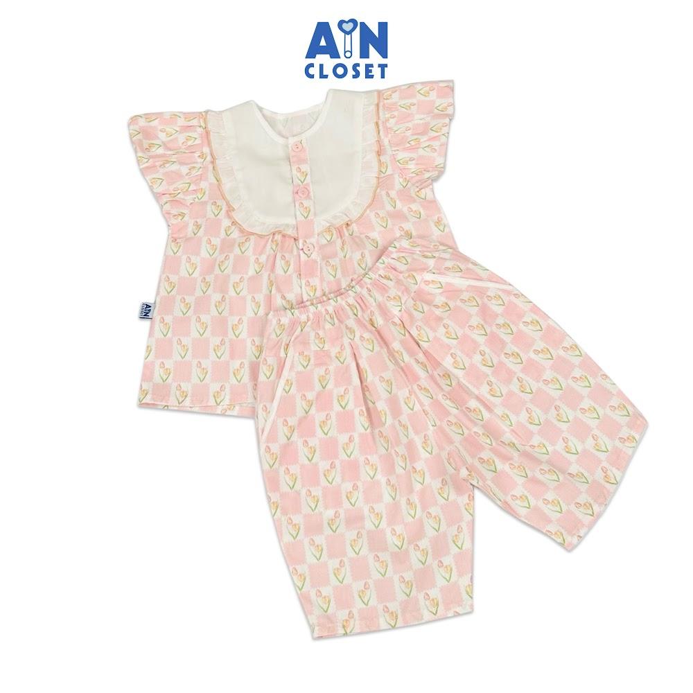 Bộ quần áo Lửng bé gái họa tiết hoa Kim Hương Hồng cotton - AICDBGYZ9MFZ - AIN Closet