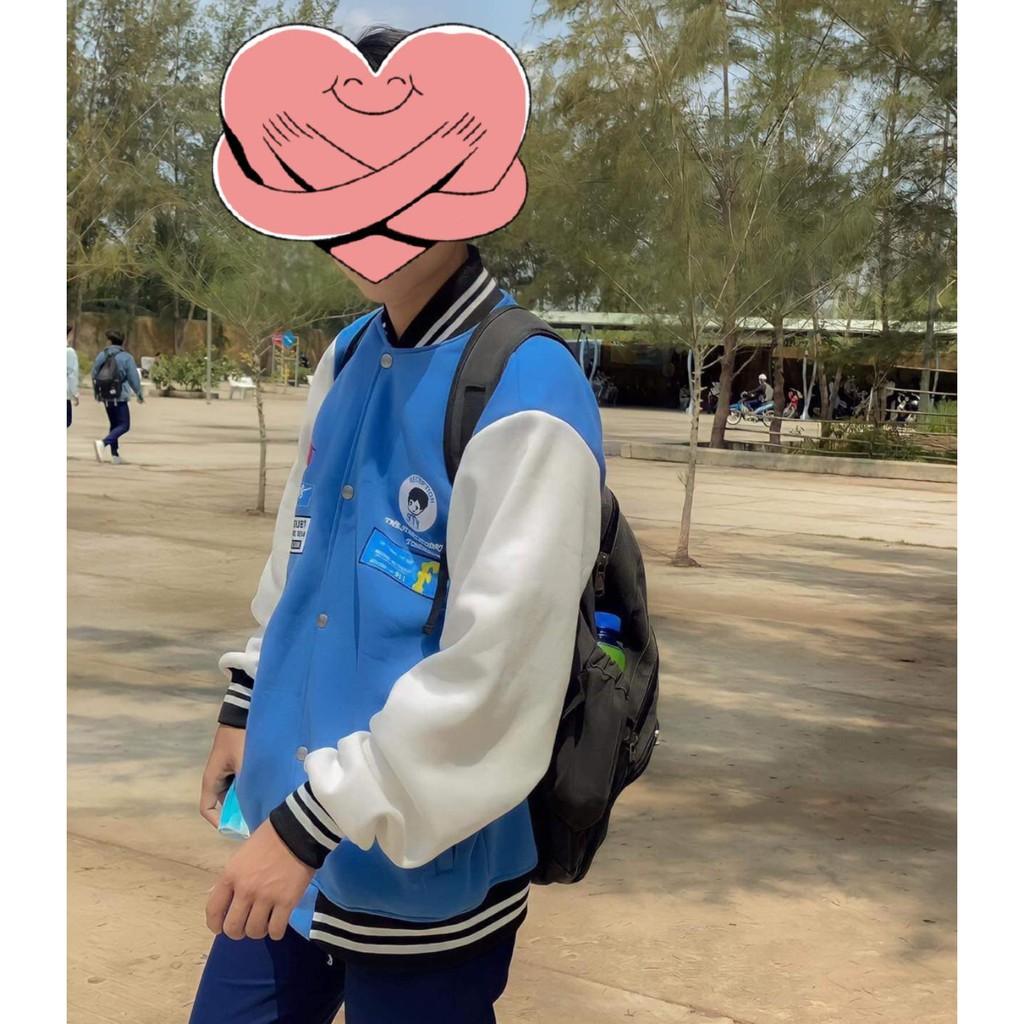 Áo Khoác Bomber Nỉ Bông Nút Bấm BAD BOY F Form Rộng Unisex Nam Nữ Couple Ulzzang Áo khoác bóng chày unisex form rộng cao cấp
