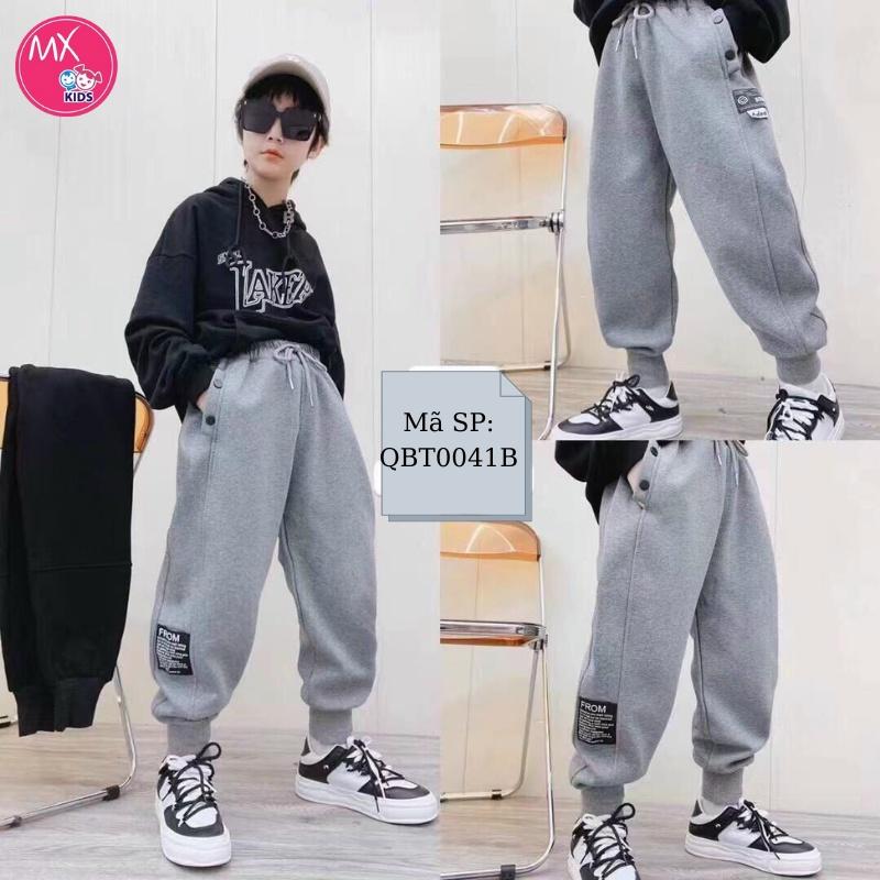 Quần Bé Trai Phong Cách Đơn Giản Chất Nỉ Cao Cấp Lót Lông Màu Ghi Mixi Kids QBT0041B