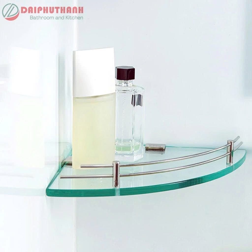 Kệ Kính Cường Lực Lắp Góc Nhà Tắm KZ-KKG01 - Có 1 và 2 tầng, phụ kiện inox 201 hoặc 304, nhỏ gọn tiết kiệm diện tích