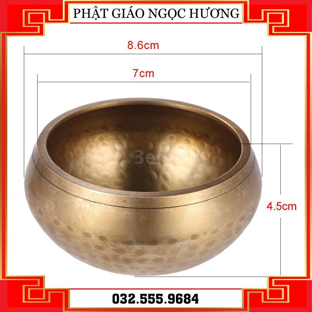 Chuông bát xoay Tây Tạng bằng kim loại và cây gõ mõ