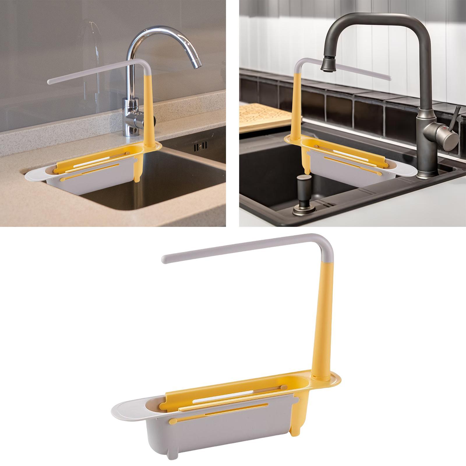 Telescoping Sink Caddy with Dishcloth Hanger Telescopic Sink Tidy Holder for Home Bathroom