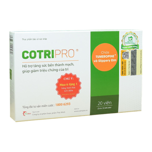 (20 viên) Viên uống Cotripro Thái Minh hỗ trợ tăng sức bền thành mạch, giảm triệu chứng của trĩ