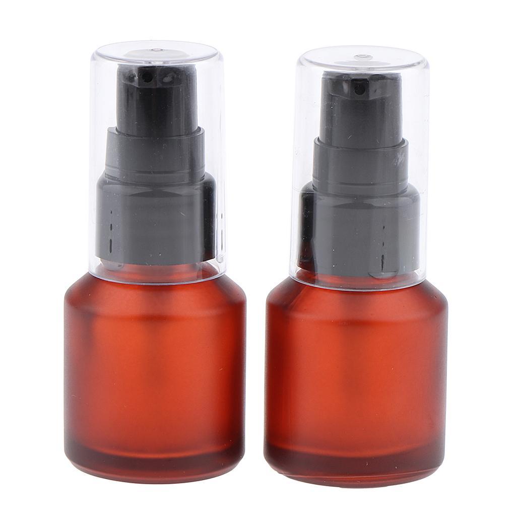 2pcs Empty Spray Pump Bottle Refillable Emulsion Lotions Bottle Glass 15ml