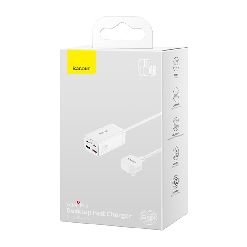 Bộ sạc nhanh Baseus 65W GaN3 Pro Bộ sạc nhanh 4 trong 1 cho iPhone 13 Pro Max Samsung Power Station cho máy tính xách tay CCDK65S -Hàng Chính Hãng