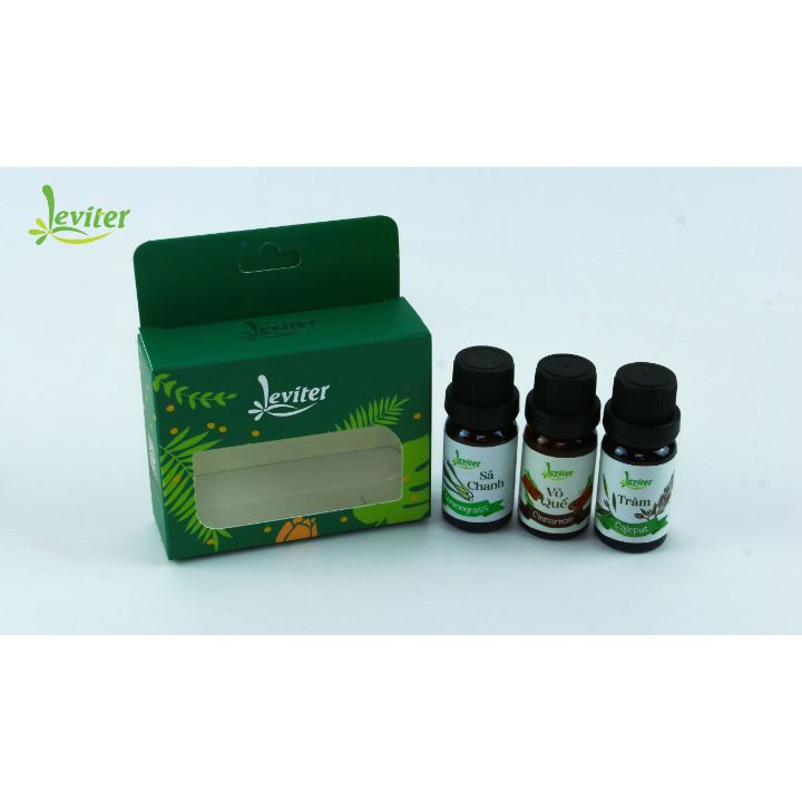 Combo 3 Tinh Dầu Leviter Nhập Khẩu Ấn Độ: Tinh Dầu Sả Chanh (10ml) + Tinh Dầu Vỏ Quế (10ml) + Tinh Dầu Tràm (10ml)