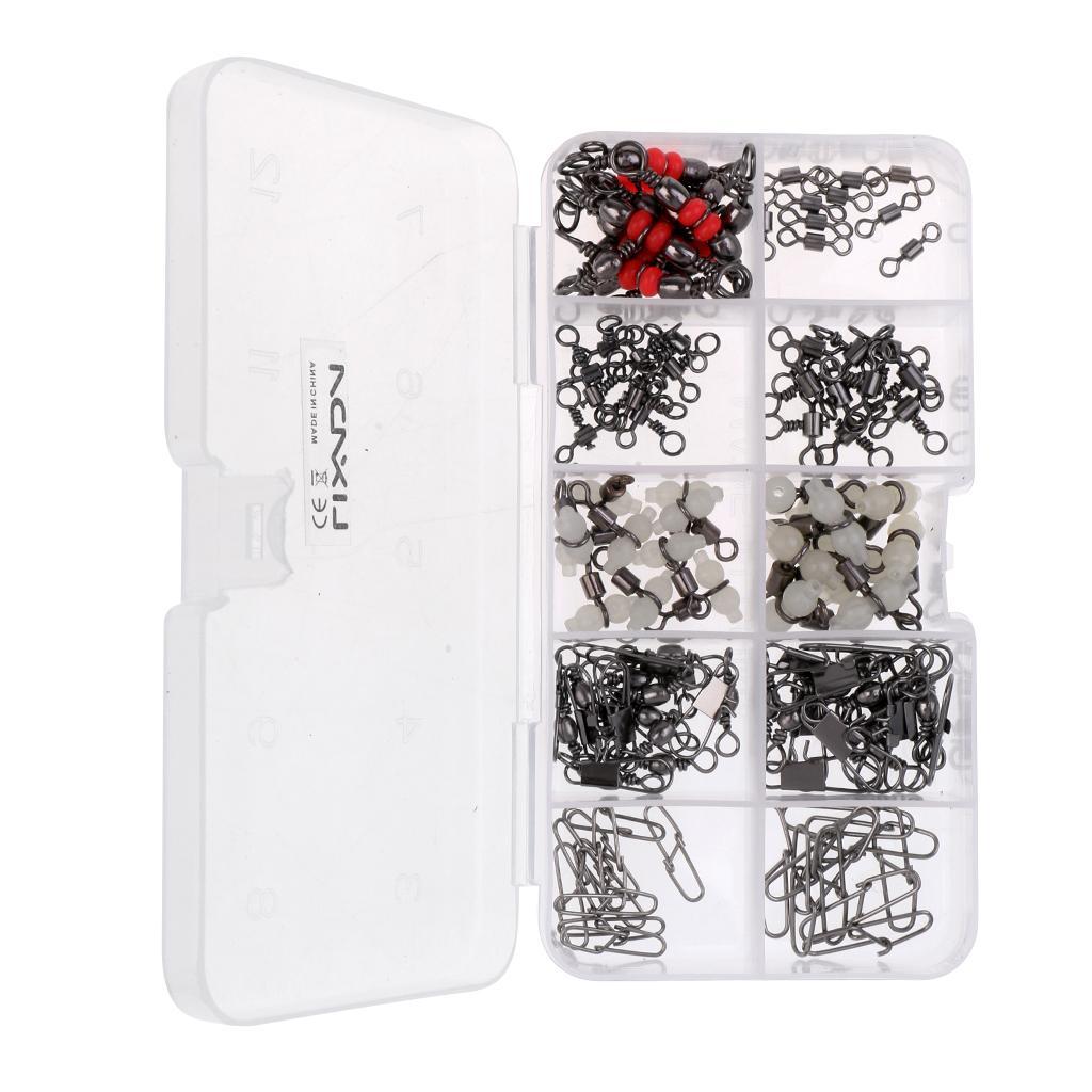 100Pcs Rolling Swivel Interlock Snap, Fastlock Snap, Luminous Gourd Swivel, Lure Connectors Accessories Fishing Tackle Box