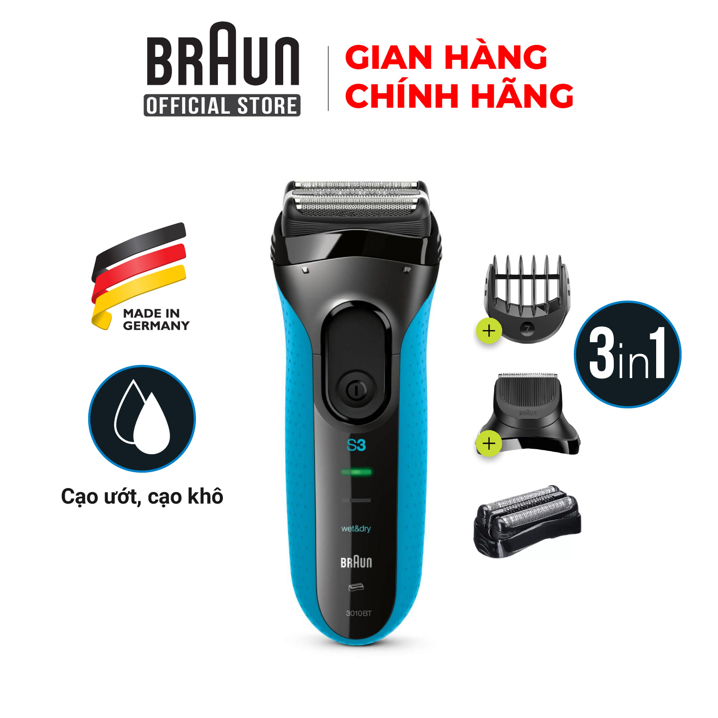 Máy cạo râu Braun 3010BT-Hàng chính hãng